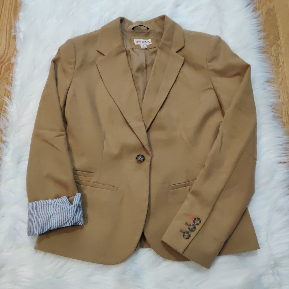 NWOT Merona Blazer with Striped Print Lining - Picture 3 of 5